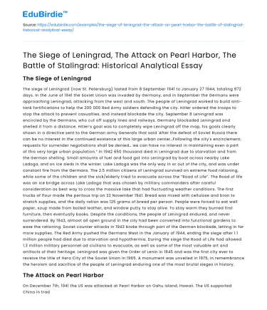 WWII Battles: Leningrad, Pearl Harbor, Stalingrad Analyzed