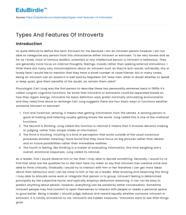 Introversion: Varieties and Traits