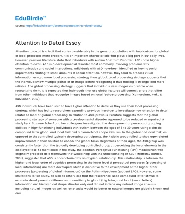 Attention to Detail Essay