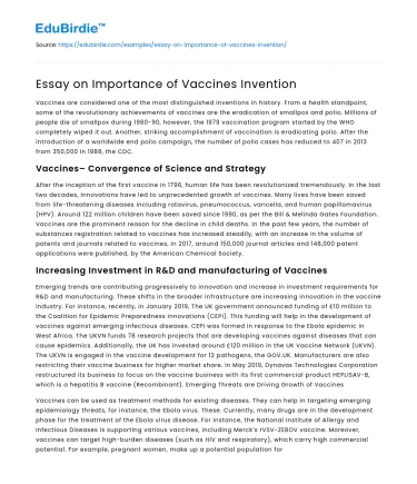 Essay on Importance of Vaccines Invention