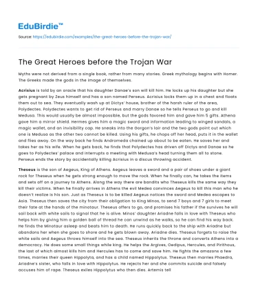 The Great Heroes before the Trojan War