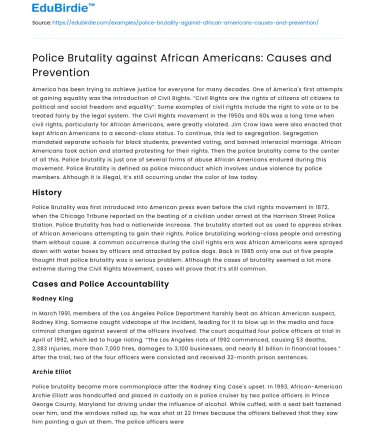 Police Brutality against African Americans: Causes and Prevention