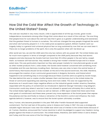 Impact of Cold War on US Technology Growth