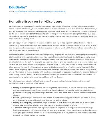 Narrative Essay on Self-Disclosure