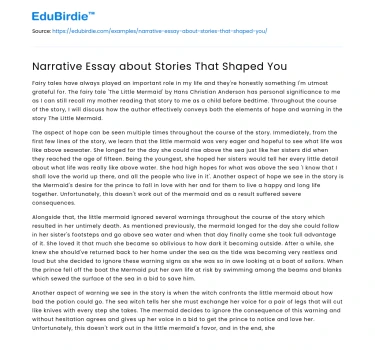 Narrative Essay about Stories That Shaped You