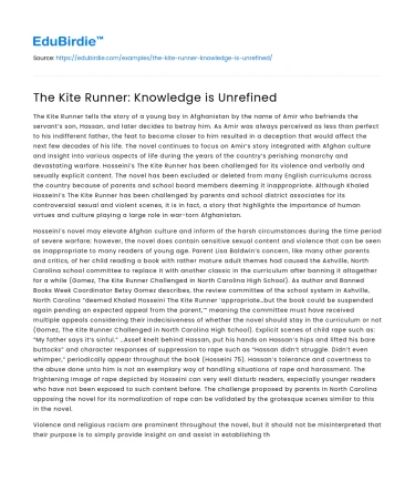 The Kite Runner: Knowledge is Unrefined