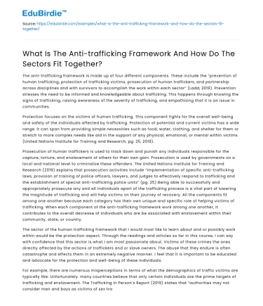 Understanding the Anti-trafficking Framework and Sector Integration