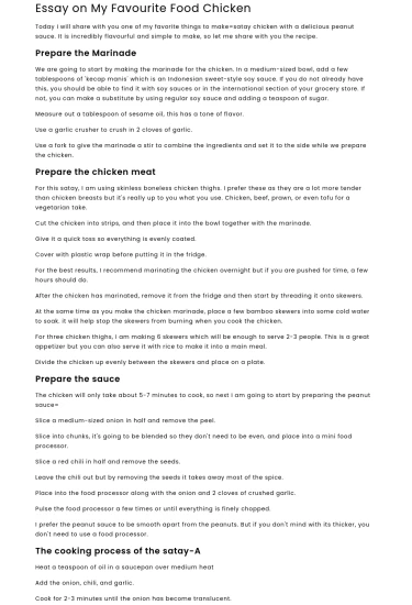 Essay on My Favourite Food Chicken