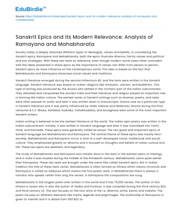 Modern Relevance of Sanskrit Epics: Ramayana & Mahabharata Analysis