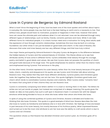 Love in Cyrano de Bergerac by Edmond Rostand