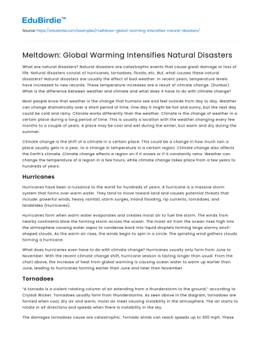 Meltdown: Global Warming Intensifies Natural Disasters