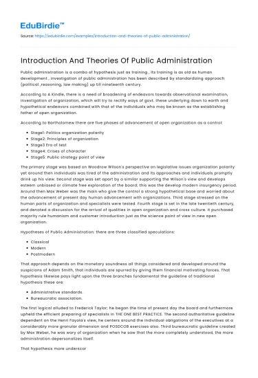 Public Administration: Concepts and Theories