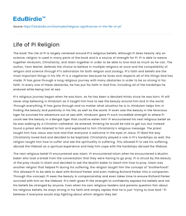 Life of Pi Religion