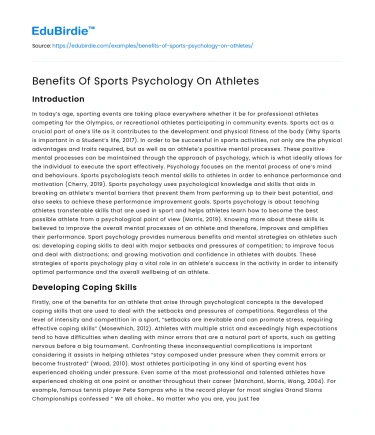 Benefits Of Sports Psychology On Athletes