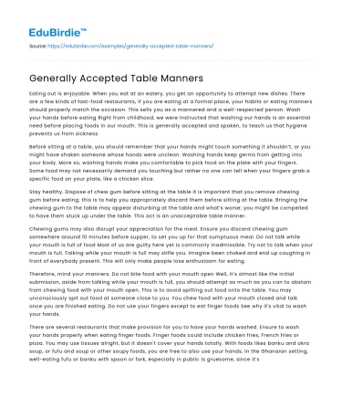 Generally Accepted Table Manners