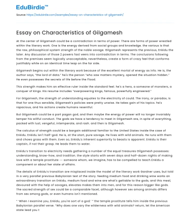 Essay on Characteristics of Gilgamesh