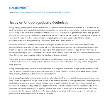Essay on Unapologetically Optimistic