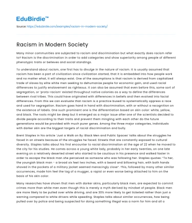 Racism in Modern Society