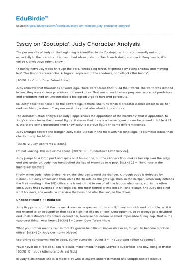 Essay on ‘Zootopia’: Judy Character Analysis