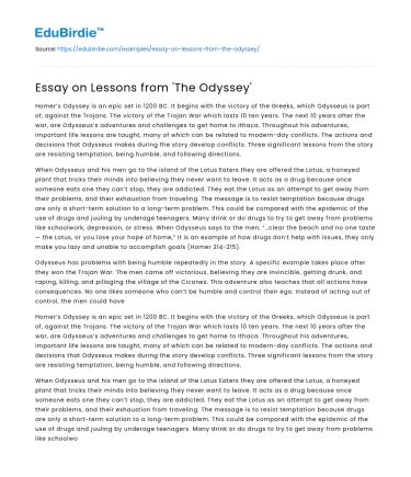 Essay on Lessons from ‘The Odyssey’