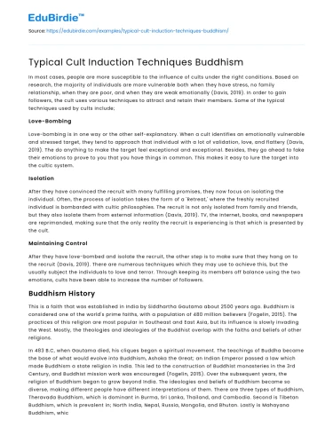 Typical Cult Induction Techniques Buddhism