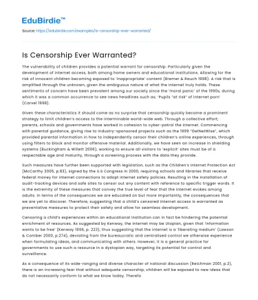 Is Censorship Ever Warranted?