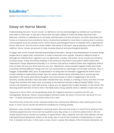 Essay on Horror Movie