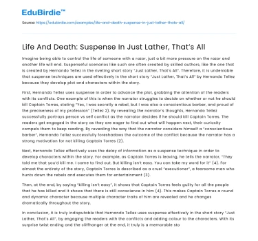 Life And Death: Suspense In Just Lather, That’s All