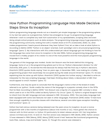 Python’s Evolution: From Inception to Advancement