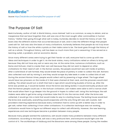 The Purpose Of Salt