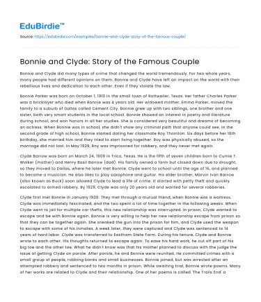 Bonnie and Clyde: Story of the Famous Couple