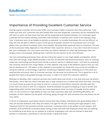Importance of Providing Excellent Customer Service
