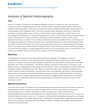 Analysis of Marxist Historiography