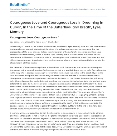 Courageous Love and Loss in Dreaming in Cuban and Other Works