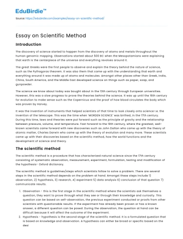 Essay on Scientific Method