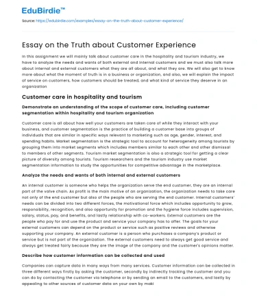 Essay on the Truth about Customer Experience