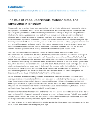 The Role Of Veda, Upanishads, Mahabharata, And Ramayana In Hinduism