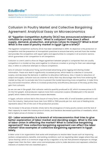 Poultry Market Collusion & Bargaining: Microeconomics Analysis