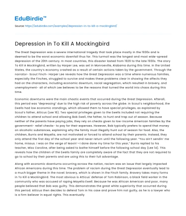 Depression in To Kill A Mockingbird