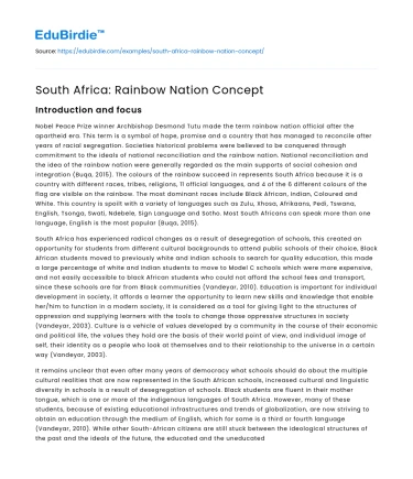 South Africa: Rainbow Nation Concept