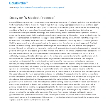 Essay on ‘A Modest Proposal’