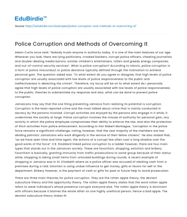 Police Corruption and Methods of Overcoming It