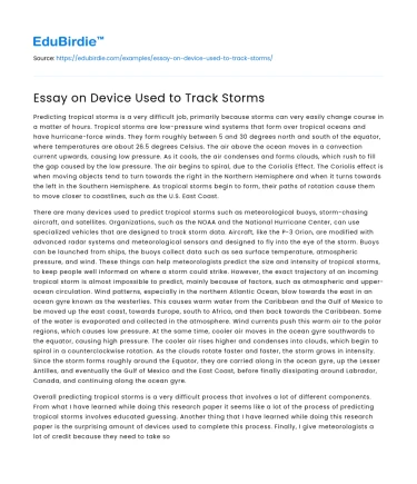 Essay on Device Used to Track Storms