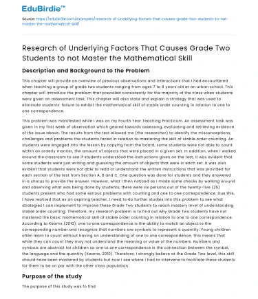 Factors causing grade two students’ math skill struggles