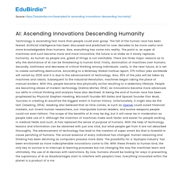AI: Ascending Innovations Descending Humanity