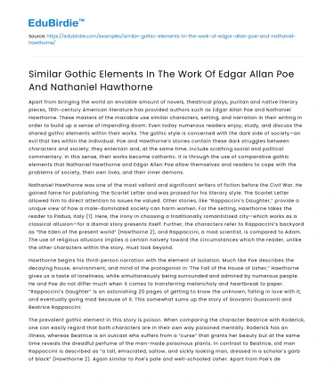 Similar Gothic Elements in Poe and Hawthorne’s Work