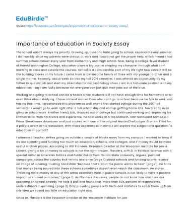 Importance of Education in Society Essay