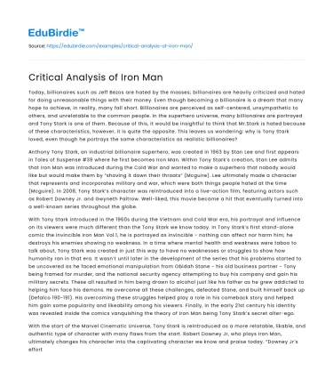 Critical Analysis of Iron Man