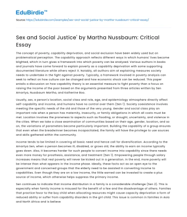 Sex and Social Justice’ by Martha Nussbaum: Critical Essay