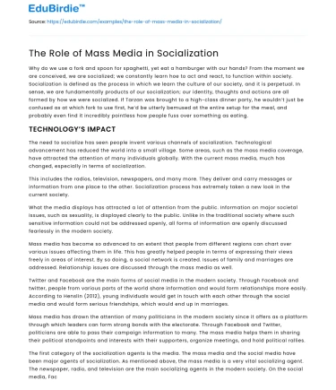 The Role of Mass Media in Socialization